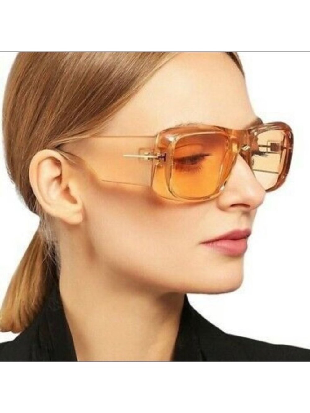 NWT Tom Ford FT0731 45E Orange Clear Women Sunglasses TF731